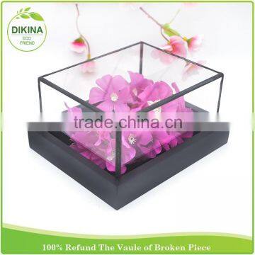 Jar/ Bowl Container Wedding Centrepiece With lead free tin frame Handmade Decorative storage jewelry glass box with wooden base