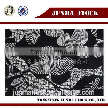 Manufacturer China Textile Fashion Design black white flower pattern upholstery textile, Flocked Fabric