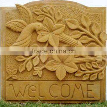 flower design carved name plate