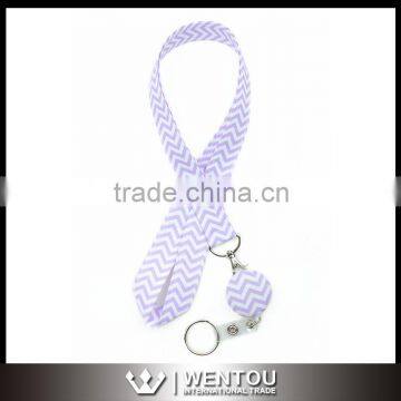 Retractable ID Badge Reel Fabric Chevron Lanyard