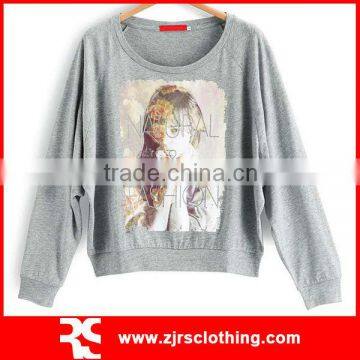 Womens Heather Grey Color T-shirt with Digital Print Design