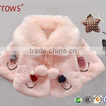 China Qualified Good Kids Children Baby Winter Coat Jacket With Embroidered Smile Face and Pompom Ball