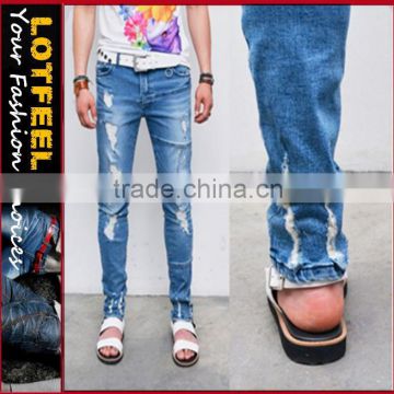 Tapered Flame Distressing Slim Spandex Jeans (LOTG037)