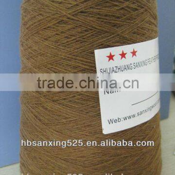 100% Chinese sheep cashmere yarn,14/1NM, dyed brown color