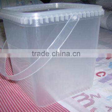 Factory direct supply plastic square bucket 4 L clear plastic square pail Food grade transparent square bucket with lid