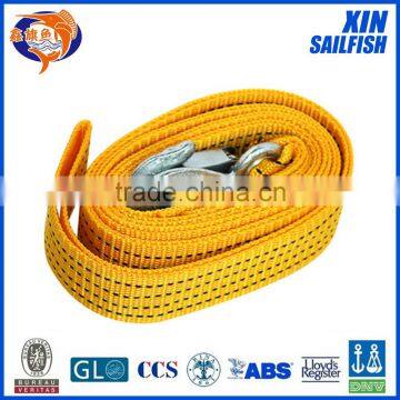 yellow tow rope type and ratchet car tow strap