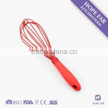 0300201 High quality 12" red color silicone egg beater with PP handle
