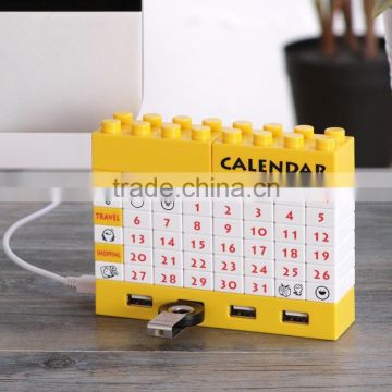 DIY blocks usb 2.0 hub calendar with bluetooth/usb hub with cable/Executive DIY desk calendar 2015