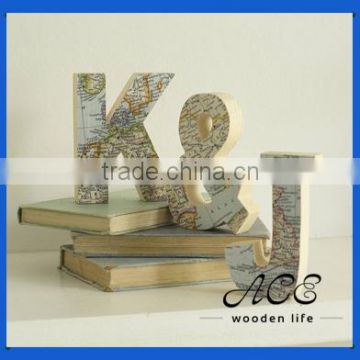 Personalized Wooden World Map Vintage Look Wooden Letters Word