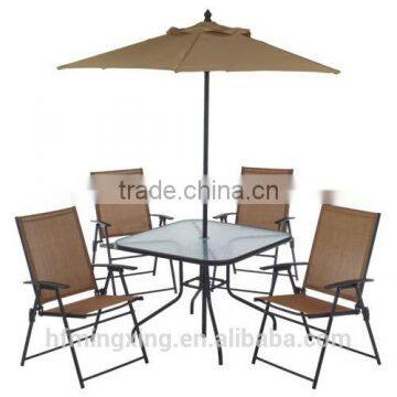 Outdoor 6-Piece Folding Patio Dining Furniture Set with Umbrella