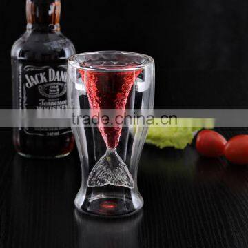 wholesale unique design clear double wall beer or red wine glass cup/ drinking glass tea cup made in china