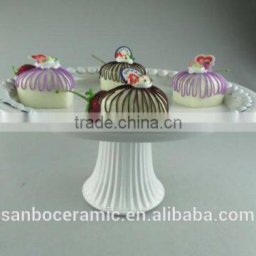 Ceramic Cake Stand , Metal Cake Stand White for Wedding & Party With Dome photo-3