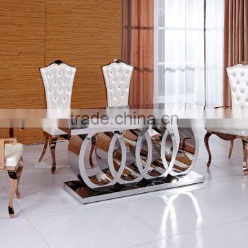 Circle Metal Base Marble Dining Room Table and Chairs photo-2