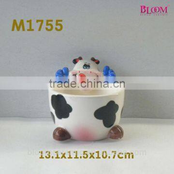 antique ceramic cow bowl without handles