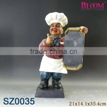 2014 Hot selling resin chef with restaurant display board