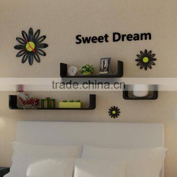 Hot Sale Book Shelf Set of 3 U Shape Wood Wall Shelf DIY Home Wall Decorative Floating Wall Shelf Wholesale photo-2