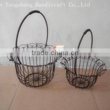 hand crafted metal home and garden iron basket craft direct factory in China 2 assorted