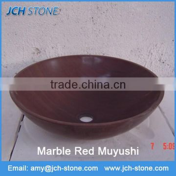 Red wooden fish stone wash basin types