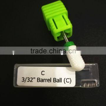 Polishing Drill Barrel Ball Total Length 40MM Course Type Head Blade Diameter 13MM White Ceramic Burr for Nail photo-2