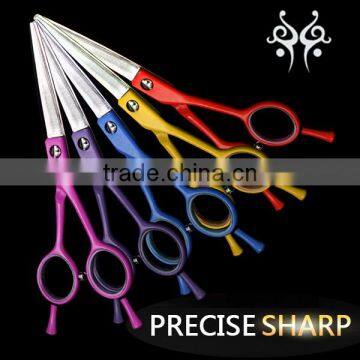 Various colors and handle paint scissors for hairdressing hair scissors