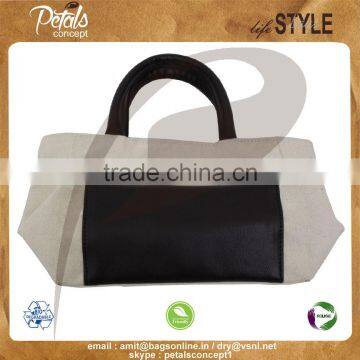 12 OZ Natural Canvas Tote Bag With Polyester Lining & With PU Padded Handles Bottom photo-6