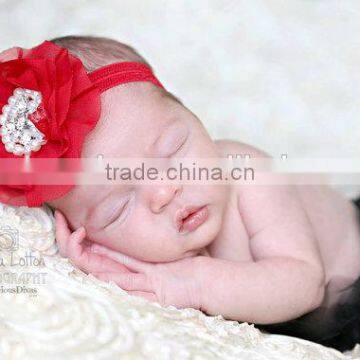 Chiffon Flower Headband With Pearl Beads Center for Kids Hair Accessories photo-6