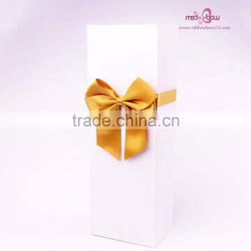 Wholesale gift packing pull elastic loop gold satin ribbon bow