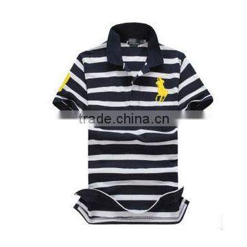 men classical yarn-dyed polo shirts , cotton pique , single jersey , striped polo shirts with logo embroidery