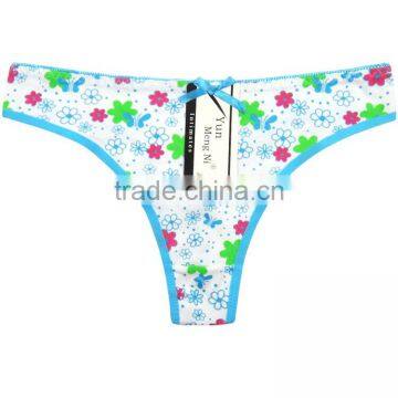 Flower Printing Underwear Breathable Cotton T-back Sexy Thong photo-3