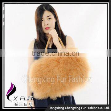 CX-H-24D Wholesale Hand Bags Real Tibetan Lamb Fur Ladies Handbag Tote Bag