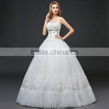 Sexy Bandeau Lace Beaded Cream Crepe Ruffles Weding Dress Pleated Corset Bodice Luxury Bridal Dress photo-6