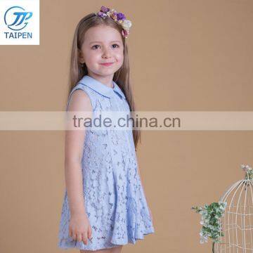 Newest Summer Doll Collar Baby Girls Sleeveless Dress Designs For Party photo-3