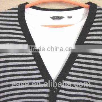 thin stripes black and white classic cardigan men's button up sweater