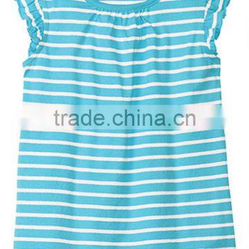 Hi Fashion Girls Striped t Shirt With Ruffled Sleeves photo-1