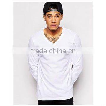 Bulk v-neck long line blank t shirt men china wholesale