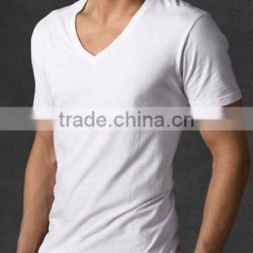 Mens cotton fitted V-neck t-shirts RO01
