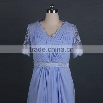 Lace Appliqued Purple Floor-Length Evening Dress