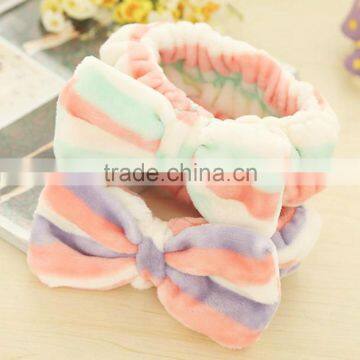 Hot Selling Candy Color Elastic Bow Velvet Elastic Shower Headbands photo-4