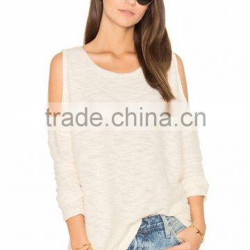 Hot Selling Open Shoulder Lace Applique Woman Sweater Wholesale Woman Blouse Design Sweater 2017 photo-2