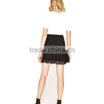 2017 OEM Spring Elegant Flouncing Frill and Lace Micro Skirt photo-4