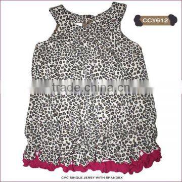 Top fashion tiger design cotton spandex knitting layered kids party dresses