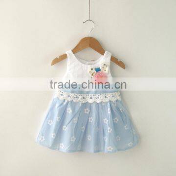 100% cotton short sleeve summer lace flower baby dress