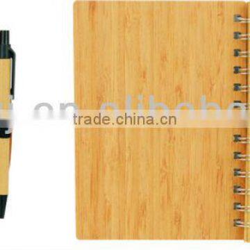 Bamboo wood cover spiral notebook A6/A7 70grams 60sheets recycle paper with recycle paper pen cutout any shape