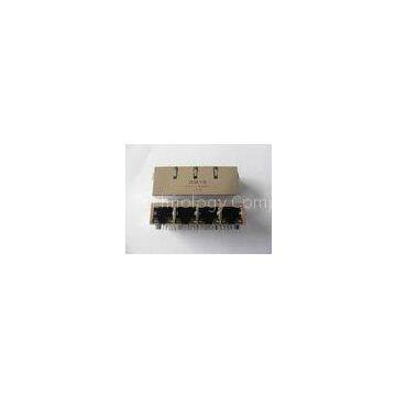 10 / 100BASE Receiver Filter 4-Port RJ45 Connector with Transformer and EMI Fingers Tab Down