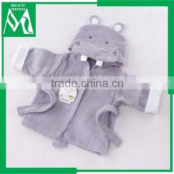 Hooded bathrobe baby terry cotton hippo shape