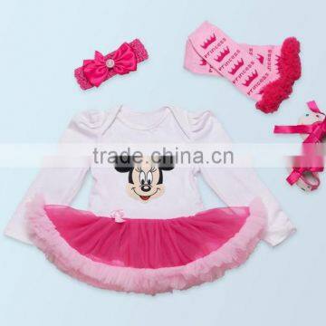 2017 Hot Sell Baby Birthday Party Romper Suit , Cute Cartoon Printing Suit,romper+knee-pad+headband+one Pair of Shoes photo-2