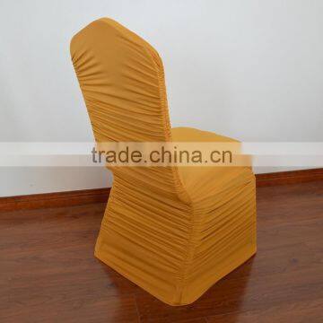 Gold popular pleated spandex chair cover for weddings