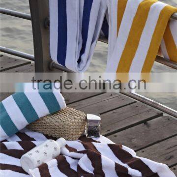 Wholesale Hotel All Cotton Yellow and White Stripe Swimming Towel Beach Towels photo-2