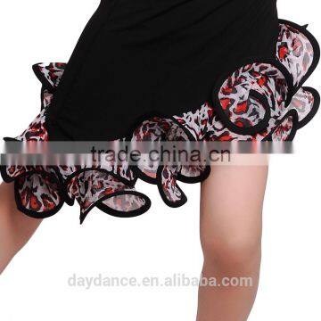 2016 Children Girls Ballroom Performance Latin Dance Skirt Kid Suit Unequal Leopard Dance Dress photo-3