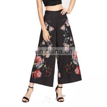 Wholesale Botanical Print Zip Side Wide Leg Pants For Women photo-4